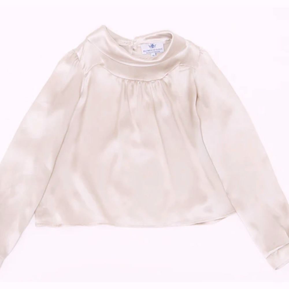 NWT Pearly Gray Josie Silk Blouse with shell buttons by FLORENCE FANCY 🌹